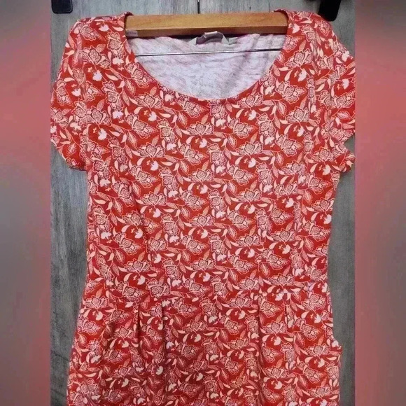 Boden Pheobe Jersey Dress Orange Sunset Jungle Bloom Size 8P Women's - Picture 6 of 13